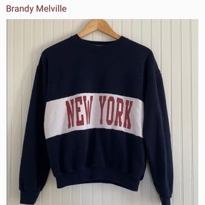 Navy blue, red, and white NEW YORK brandy Melville crew neck
